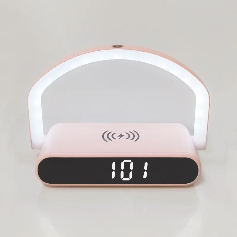 LED Mirror Alarm Clock with Wireless Charging model LW2208
