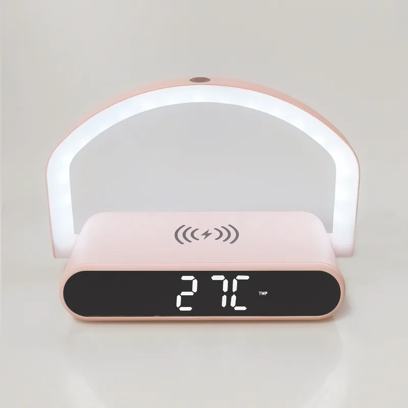 LED Mirror Alarm Clock with Wireless Charging product view